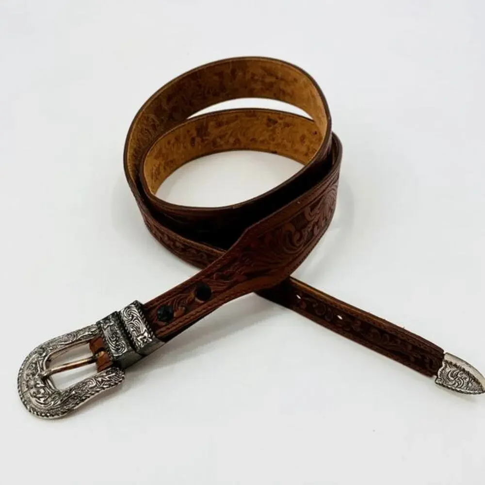 Vintage Justin 1991 Leather Western brown‎ Belt